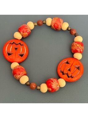 Handmade Beaded Pumpkin Bracelet